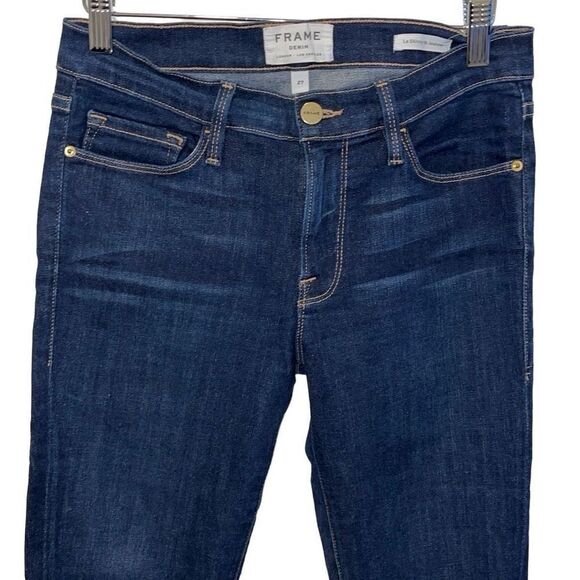 Frame Denim Womens Dark Wash Stretch The Skinny Jeans Blue Size 27 - Picture 2 of 10